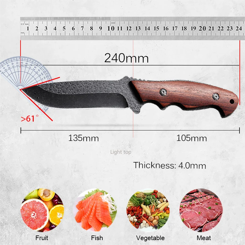 Professional Boning Knife BBQ Meat Cleaver Forged Knife 4Cr13 Stainless Steel Butcher Knife Sharp Blade Kitchen Knife Supplies