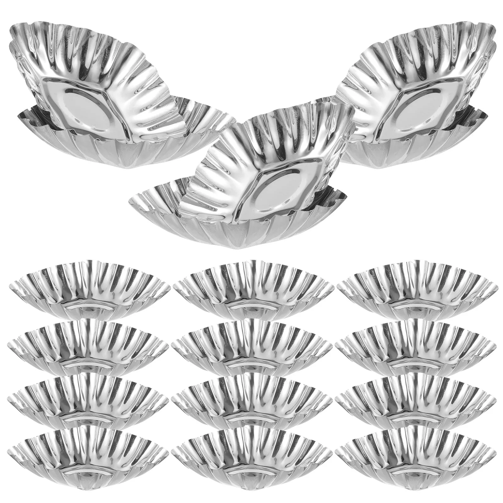 20Pcs Stainless Steel Egg Tart Molds Lightweight Heat-Resistant Baking Molds Nonstick Cupcake Muffin Pudding DIY Tart Baking - view 3