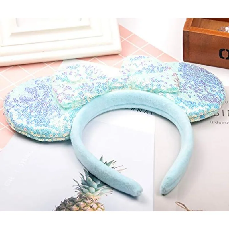 قطعتان من عصابات رأس آذان الفأر الوردي مع أقواس لامعة ترتر للفتيات والنساء أزياء تنكرية للحفلات اللامعة وإكسسوارات الرسوم المتحركة #6