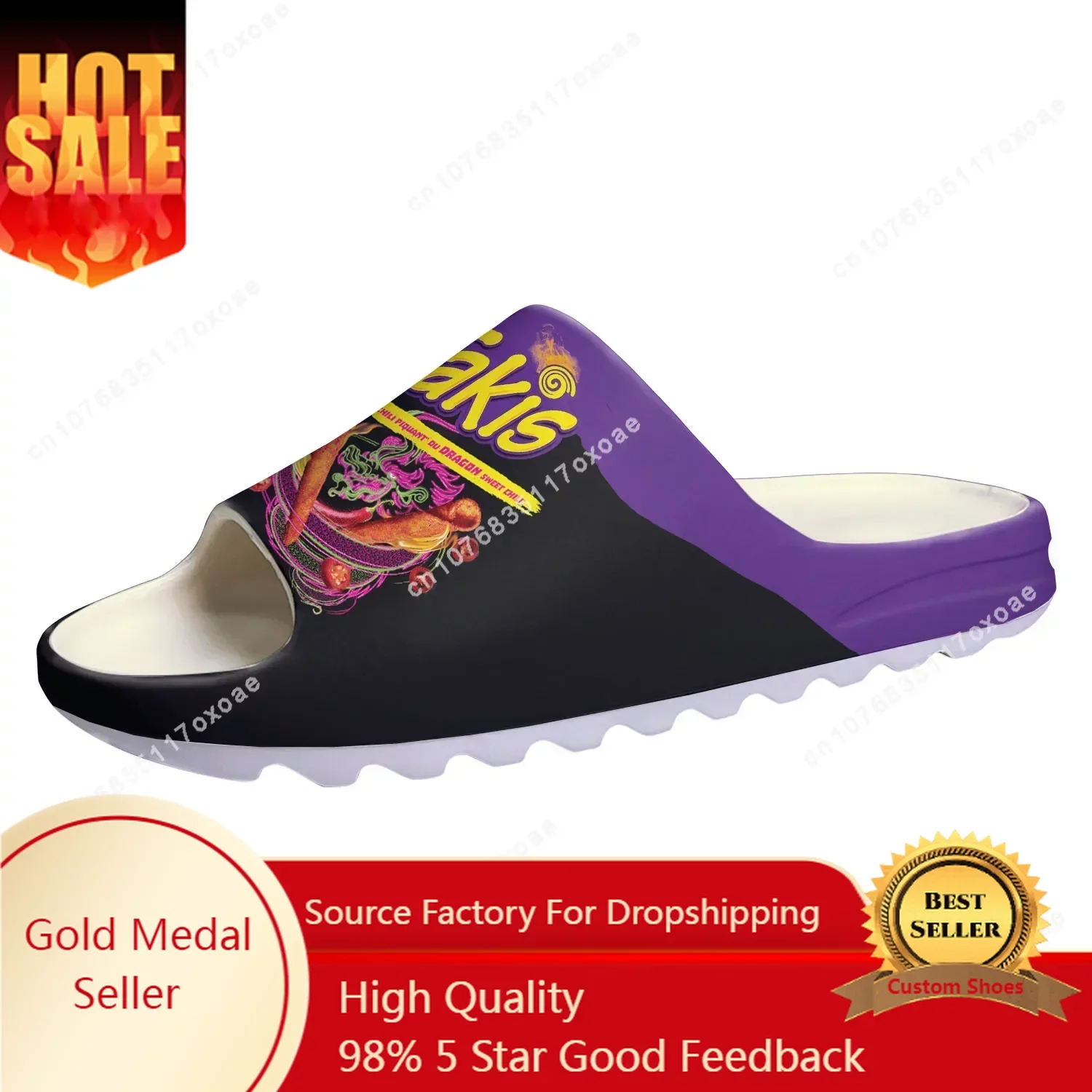 

Funny Chips Takis Food Snack Soft Sole Sllipers Home Clogs Customized Step On Water Shoes Mens Womens Teenager Step in Sandals