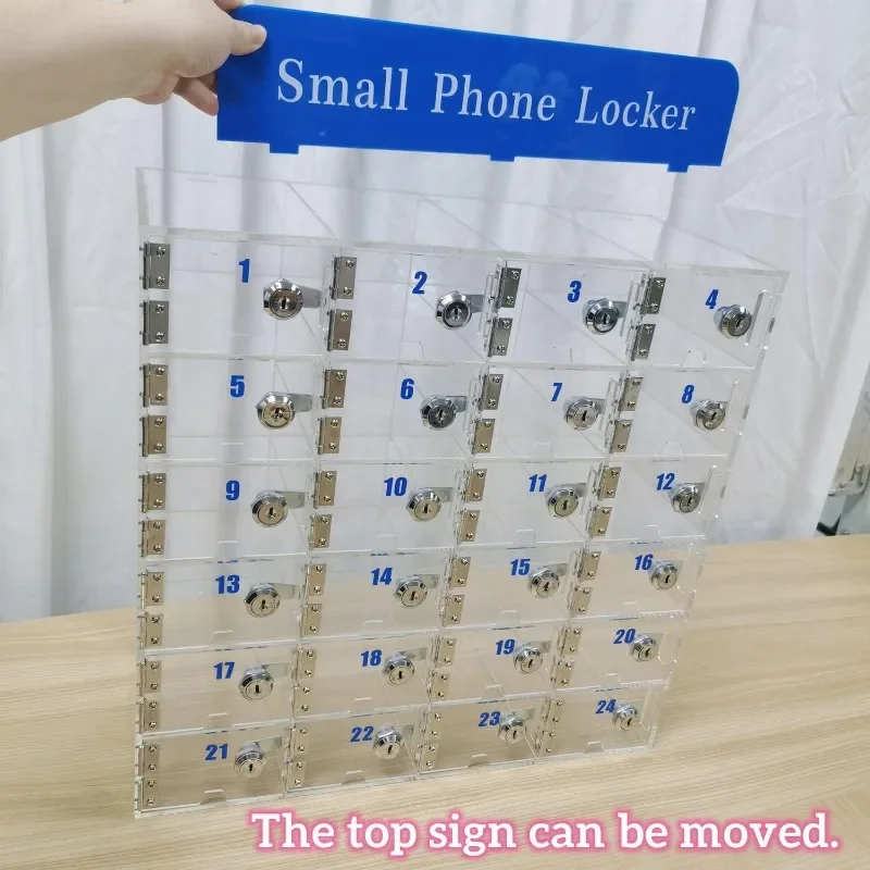 Clear 24 Slots Clear Cell Phones Storage Locker Box Cell Phone Organizer Cabinet for Classroom Office,Shool,Office