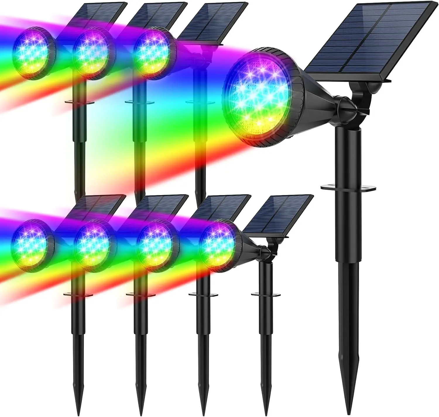 

Солнечные садовые светильники с изменением цвета, 7 режимов/14 светодиодов, водонепроницаемые, для двора