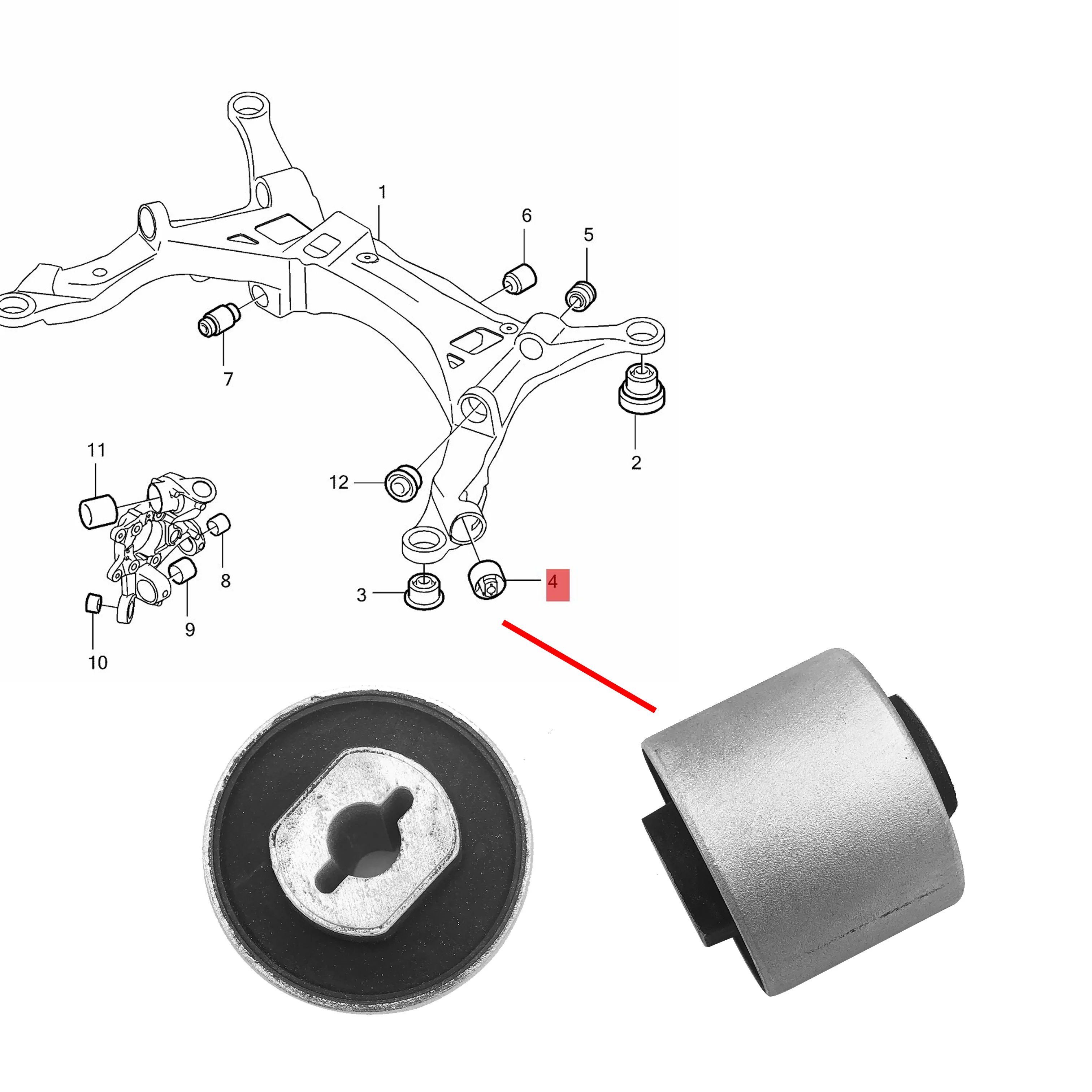 Rear axle rubber sleeve For Volvo XC90 V70 S80 S60 31277893