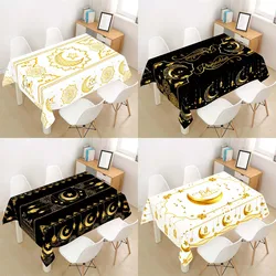 2026 Eid Mubarak Moon Polyester Tablecloth Ramadan Decor 2026 Ramadan Kareem Decor Islamic Muslim Party Supplies Eid Table Cover