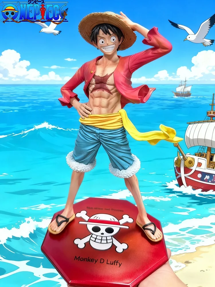 

【 Jt Manufacturing 】 One Piece Anime Toy Luffy Handsome Hat Holding Action 23cm Gk Statue Figure Model Desktop Ornament Boy Toy
