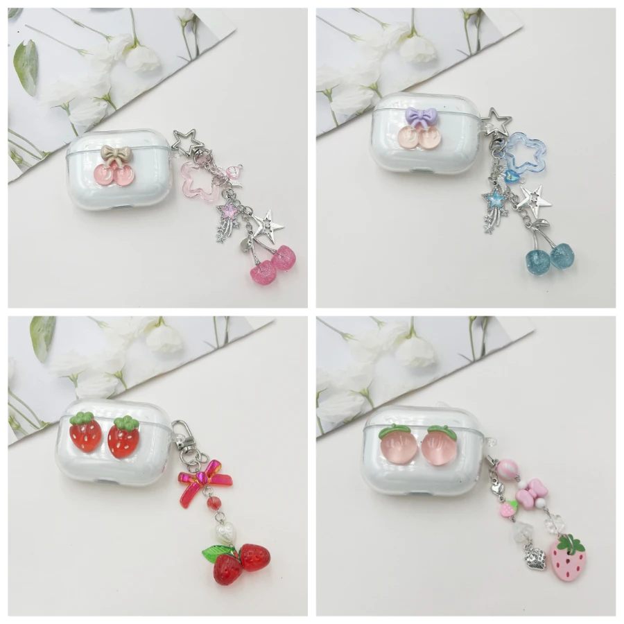 sweet cherry pendant Case for SoundPEATS Air 4 pro /Air3 Pro /air3Deluxehs Silicone earphone Cover for SoundPEATS Air3 cover