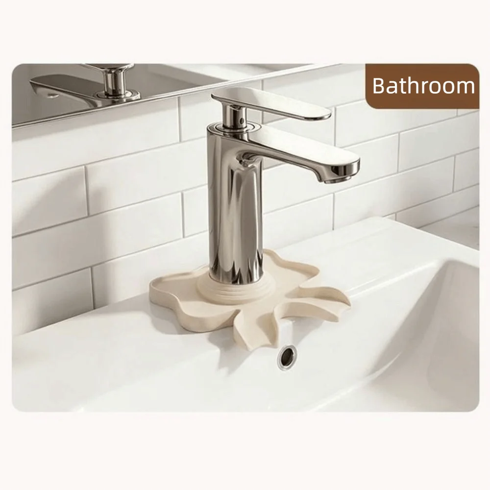 Creative Silicone Faucet Mat Quick Drainage Anti-Splash Shell Drainage Mat Non-Slip Durable Bowknot Sink Splash Guard