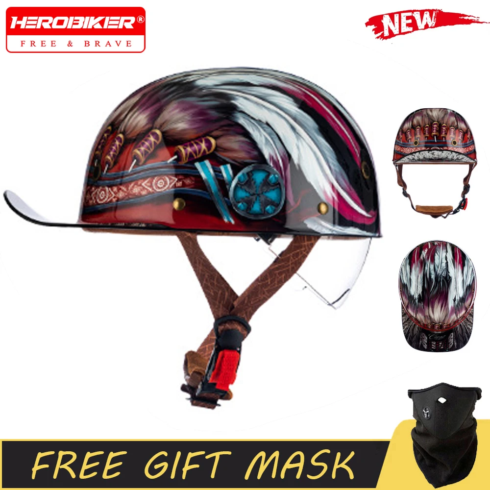 

Retro Helmet Motorcycle Men And Women Four Seasons Motorbike Riding Half Helmet Anti Fall Motorcycle Half Helmet