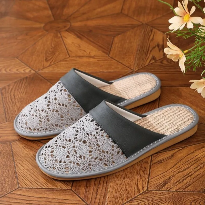 2026 New Arrival Summer Linen Slippers for Men Women Indoor Non Slip Breathable Soft Bottom Home Sandals Casual Slides