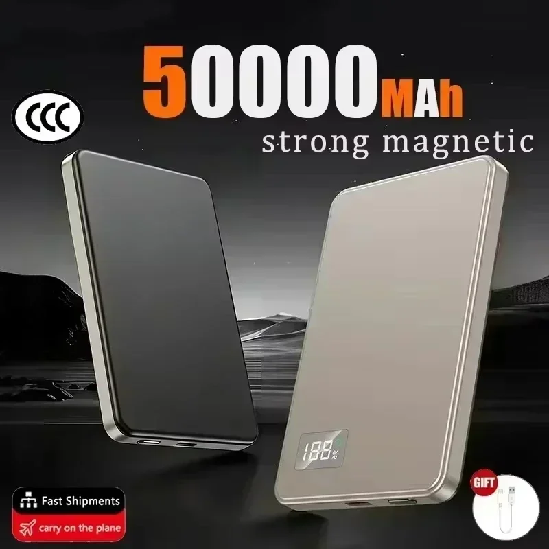 Lenovo 500000mAh tragbare Powerbank für MagSafe, magnetisch, ultraflach, 3C-zertifiziert, 22W schnelles Ladegerät, kabellose Batterie, MacSafe-Backup-Batterie