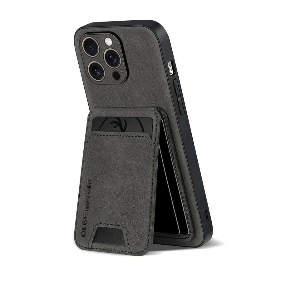 Luxury leather card holder phone case For iPhone 17 16E 16 17 15 14 13 11 Pro max wallet card bag leather shockproof back cover