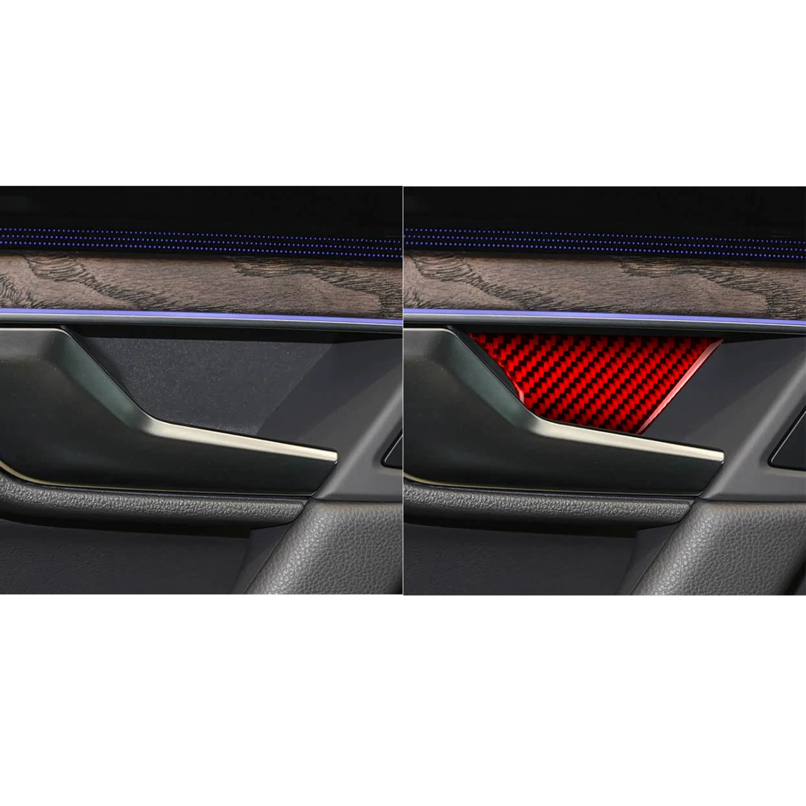 For Volkswagen Touareg 2019-2026 Car Inner Door Bowl Panel Trim Red Real Soft Carbon Fiber Interior Car Accessories Stickers