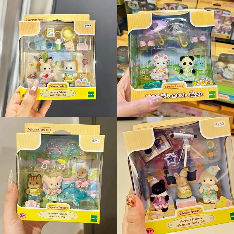 Sylvanian Familien Anime Figur Serie ein Set Kawaii niedlichen Puppe Dekoration Modell Anhänger Kinder Spielzeug zimmer Ornament Mädchen Geburtstags geschenk