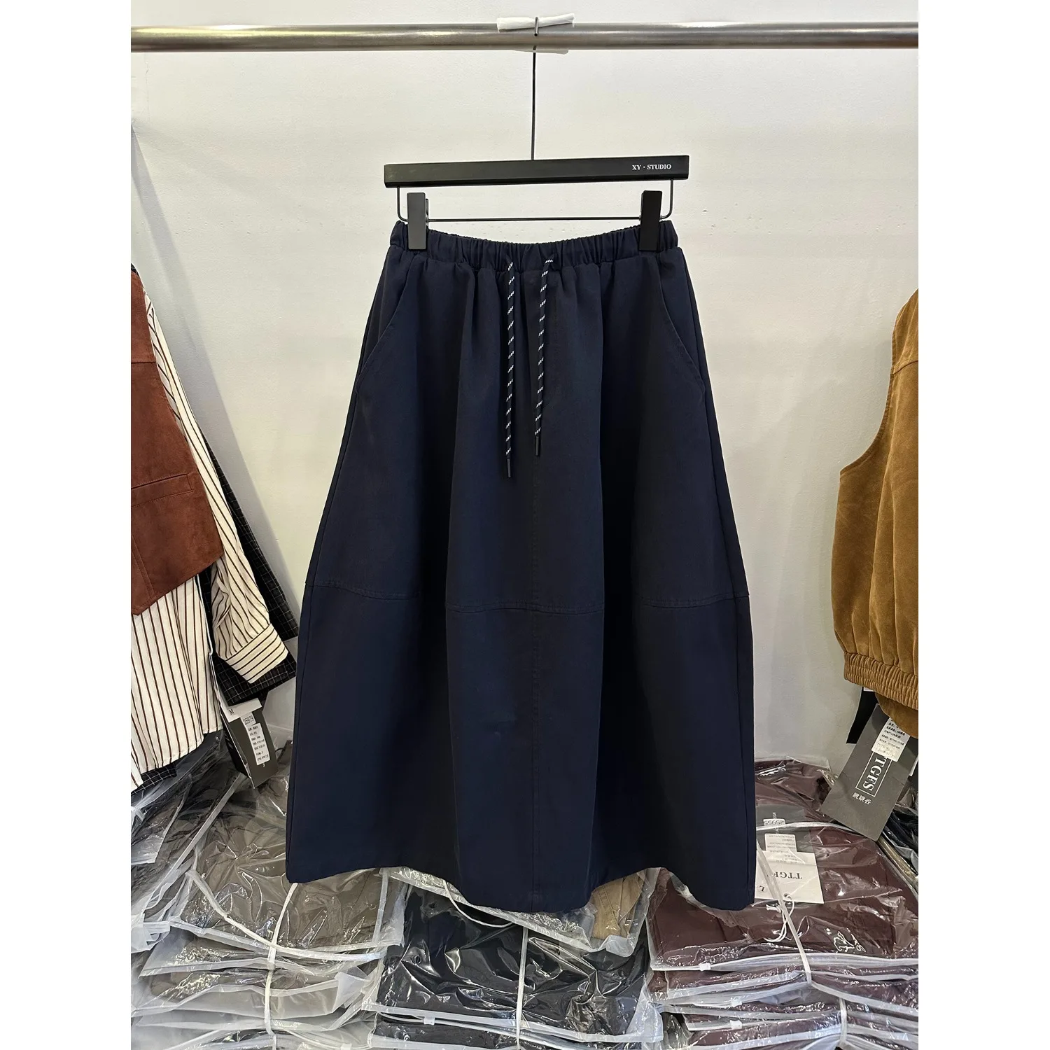 Ele Bla ألف خط زهرة برعم تنورة المرأة ربيع الخريف حجم كبير مرونة الخصر غطاء البطن منتصف طول f تنورة #1