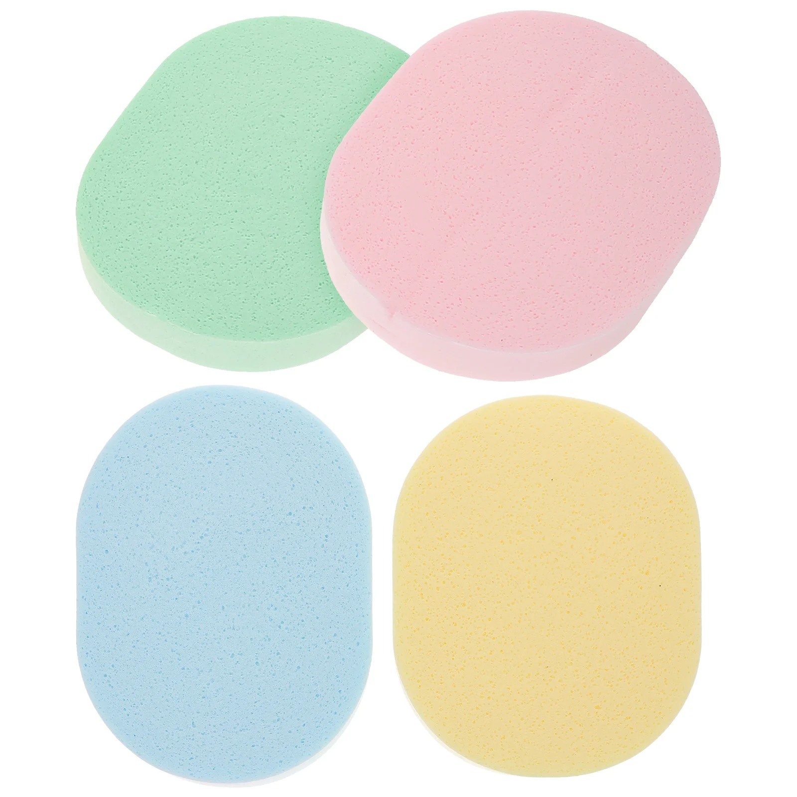 4 Pcs Facial Cleanser Compressed Sponges Exfoliating Girl Scrubber Oval Face Cleaning Pva Travel