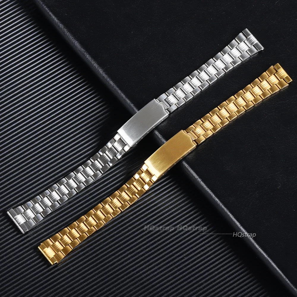 12MM Thin Stainless Steel Watch Band Metal Bracelet Folding Buckle Universal Watch Strap Silver Gold for Men Women