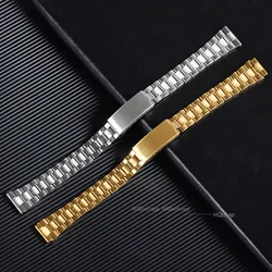 12MM Thin Stainless Steel Watch Band Metal Bracelet Folding Buckle Universal Watch Strap Silver Gold for Men Women