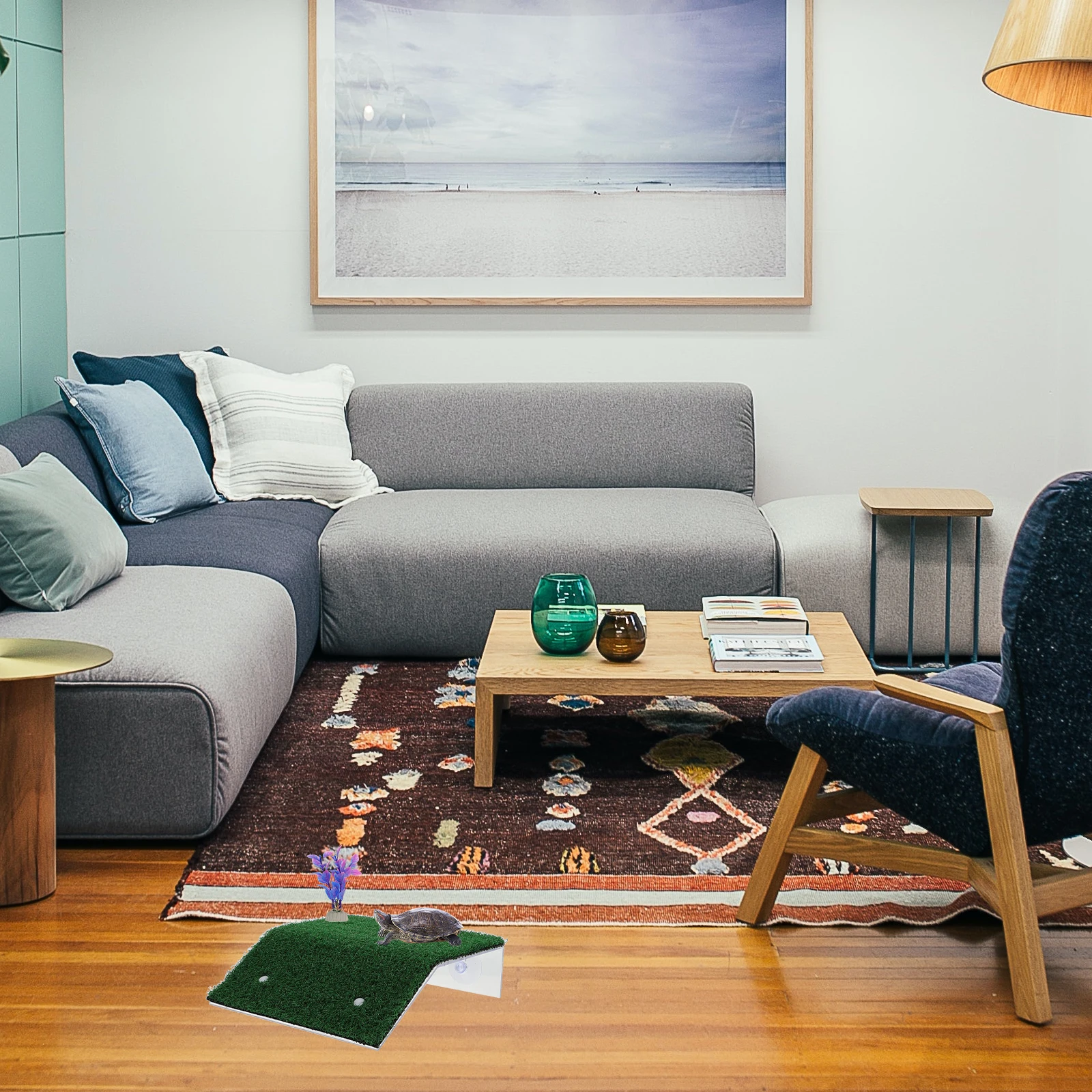 

1 set 1 Set Tortoise Basking Platform Plastic Artificial Lawn For Turtle Tank Decor Simulation Lawn Reptile Rest Stand Fish Tank