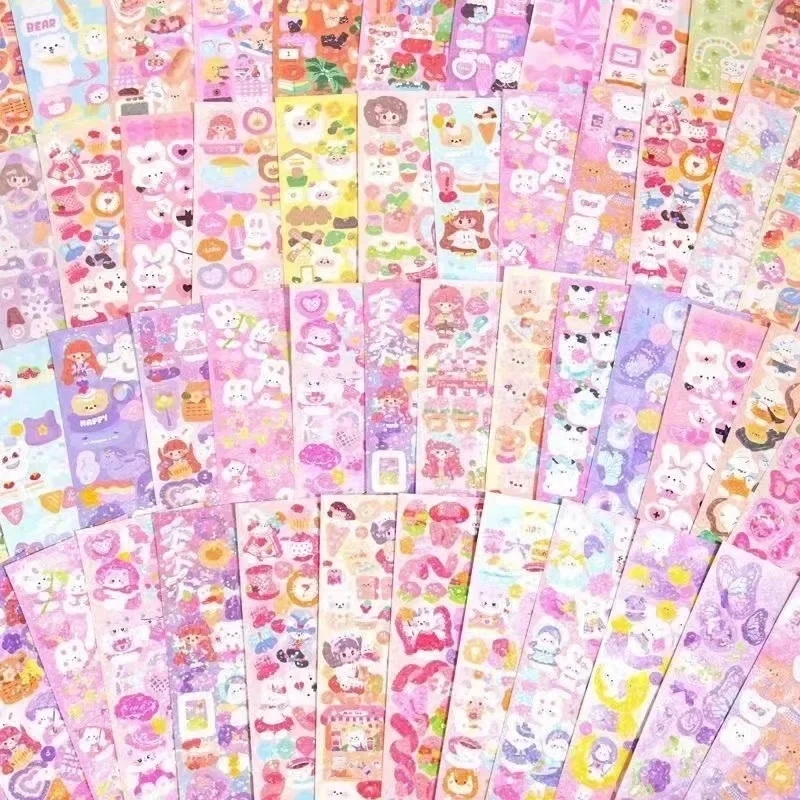 100/50/20Pcs Cute Stickers Kawaii Cartoon Laser Sticker for Kid Sticker Plate DIY Popular Campus Students Decoration Stationery