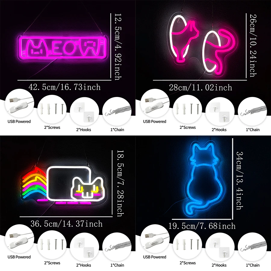 Cat Led Neon Sign, Interesting Animal Icons, Bedroom, Bar, Game Room, Pet Shop, Office Decor, Birthday Gifts For Boys And Girls.
