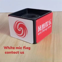 PRO DIY Triangle Square mic flag Shape Interview Speech Customize Microphone Logo Flag Station Customization Esponja