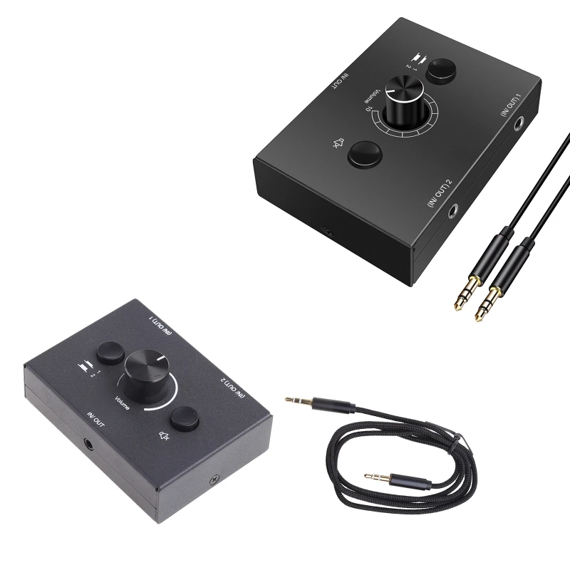 Portable Splitter Switcher Headphone Splitter Box 3.5mm Stereo Converter 2 Input 1 Output / 1 Input 2 out