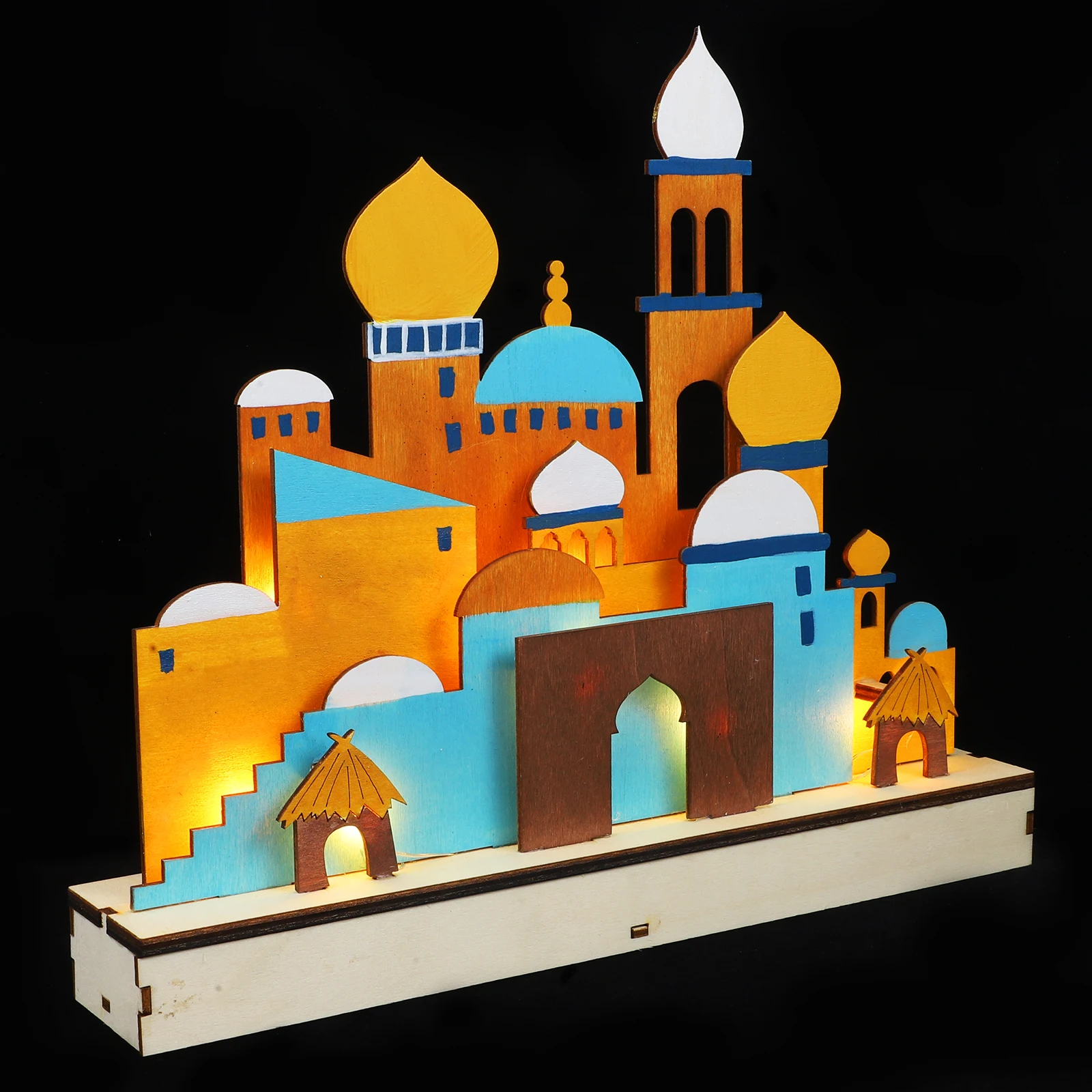 

Holiday Lights Eid Festival Decoration Mubarak Wood Art Ramadan Party Ornaments Boxwood Decorative Lamp Practical Home