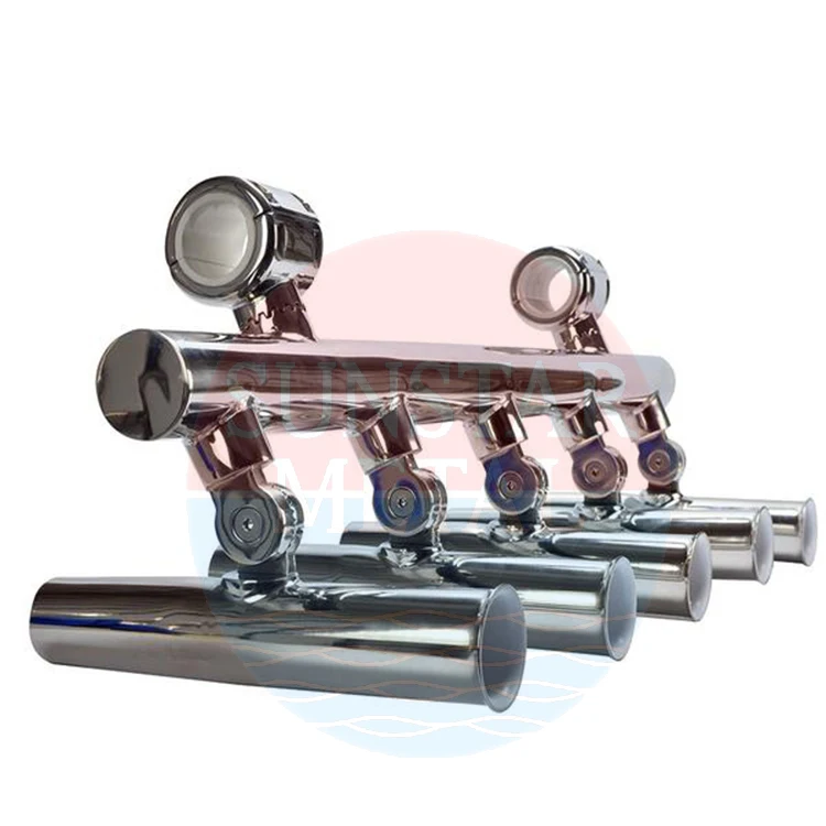 

Adjustable 5-Tube Stainless Steel Fishing Rod Holder New Condition