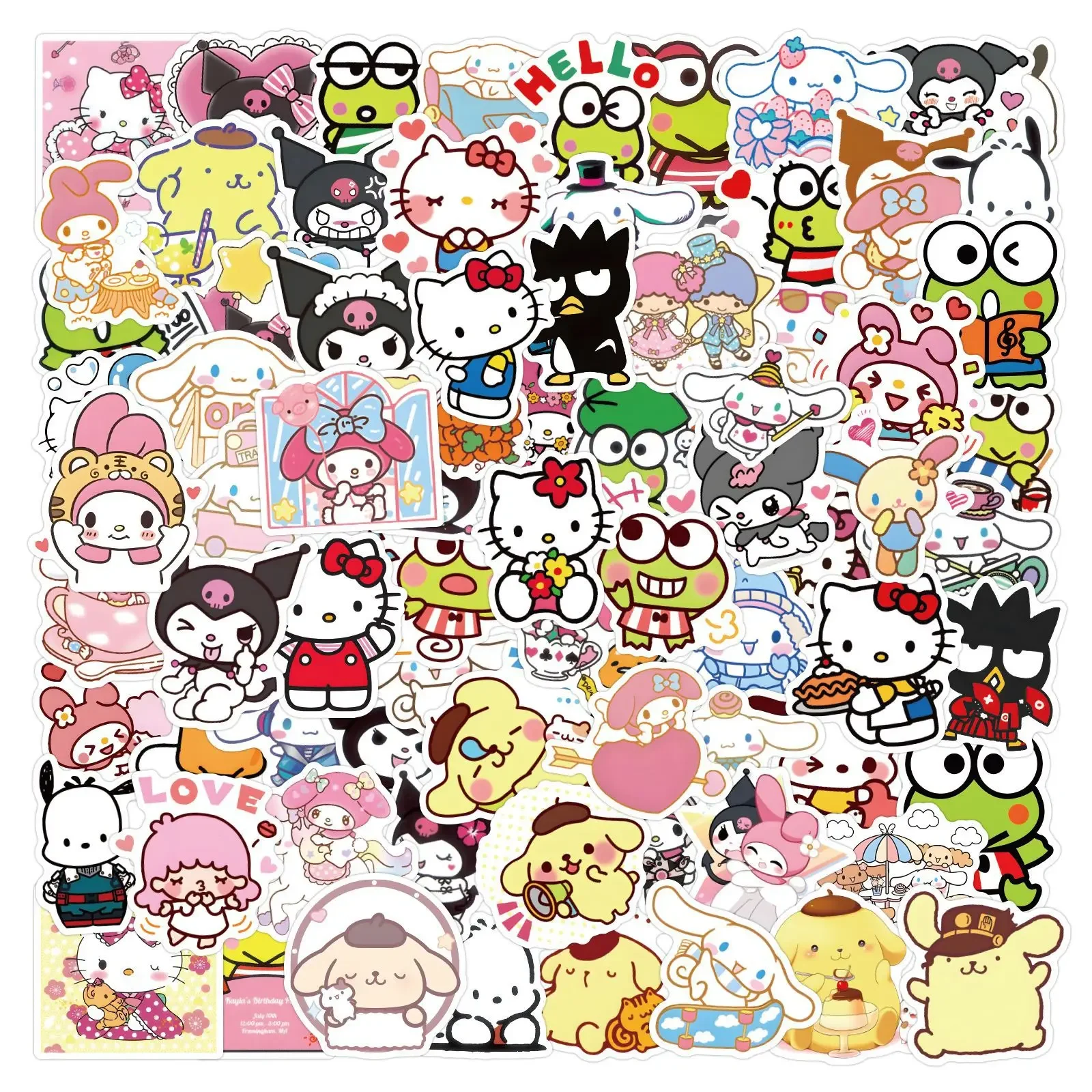 50/100pcs Sanrio Stickers Cute DIY Decorative Waterproof Anime Stickers Kuromi My Melody kawai Phone Case50/100pcs Sanrio Sticke