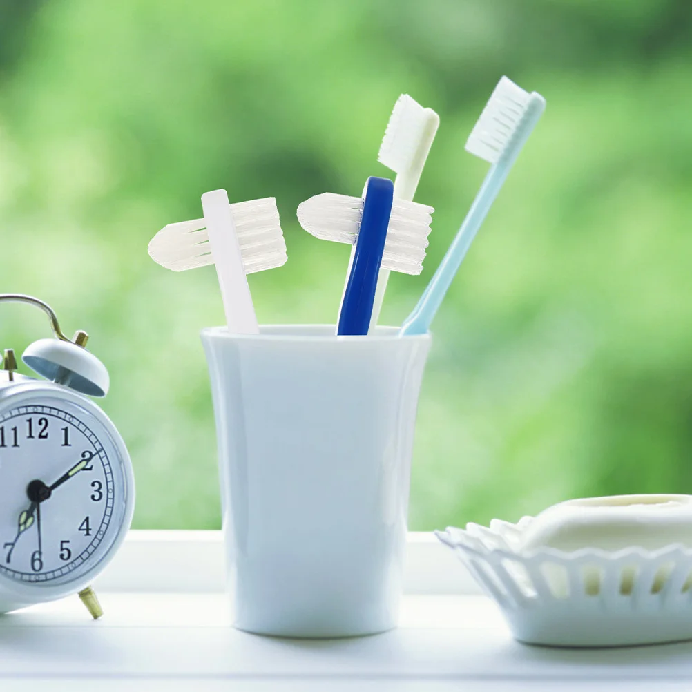 8 قطعة فرشاة أسنان بتصميم مزدوج الرأس شعيرات ناعمة لتنظيف الأسنان الكاذبة فرشاة العناية بالأسنان المحمولة #3