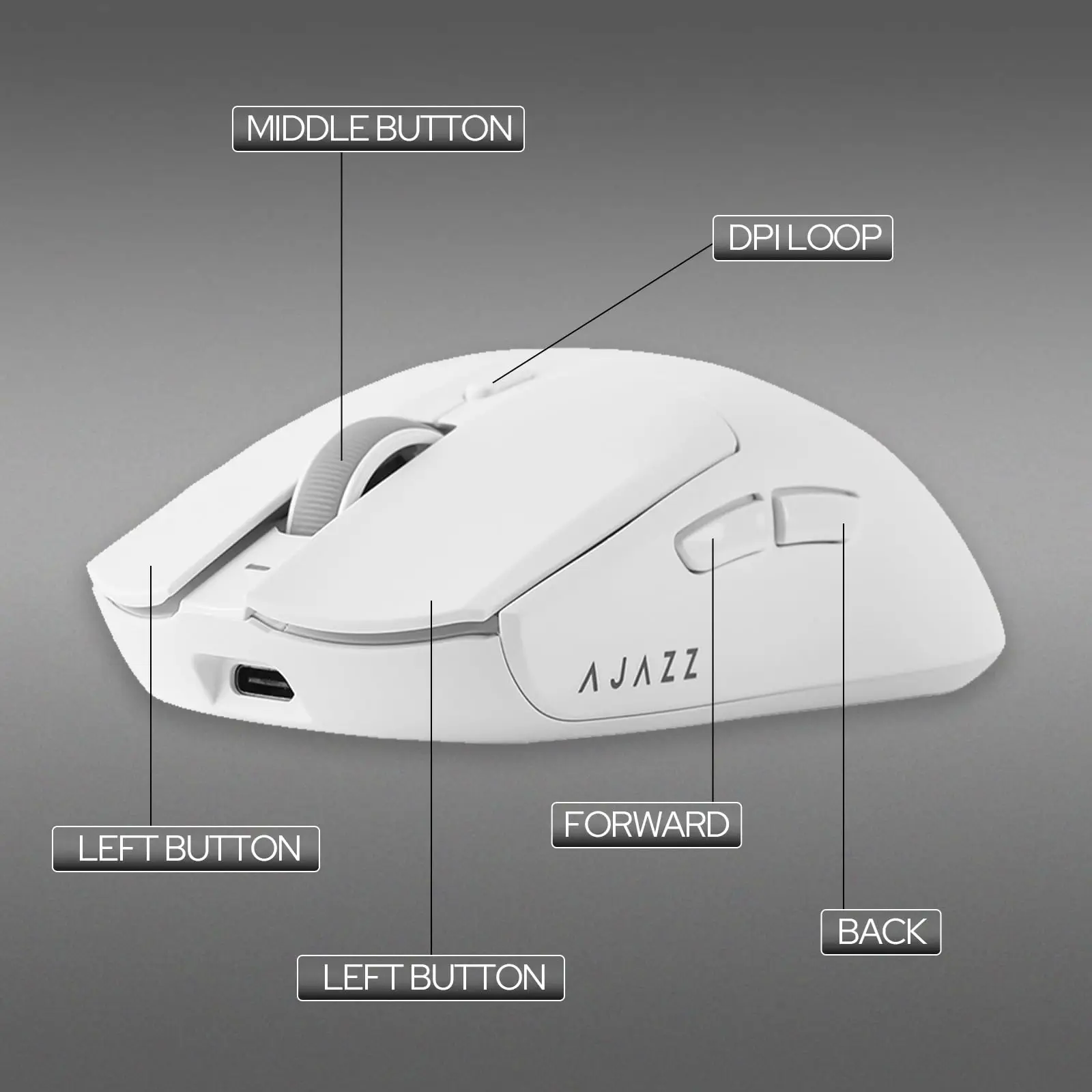 AJAZZ AJ139Pro 2.4G Gaming Mouse 26000 DPI PAW3395 Sensor 2.4G/Wired Dual Mode Connection Ergonomic Design 59g Lightweight Mouse