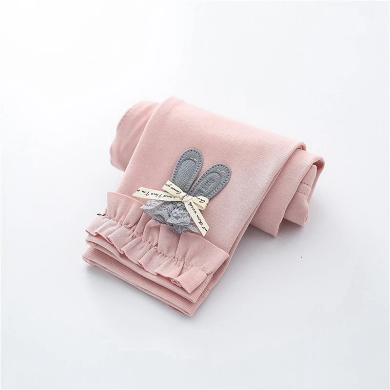 Autumn Winter Grils Children Legging Thicken Warm Newborn Girl Rabbit Bow Warm Plush Trousers Elastic Waist Leggings Kids Pants