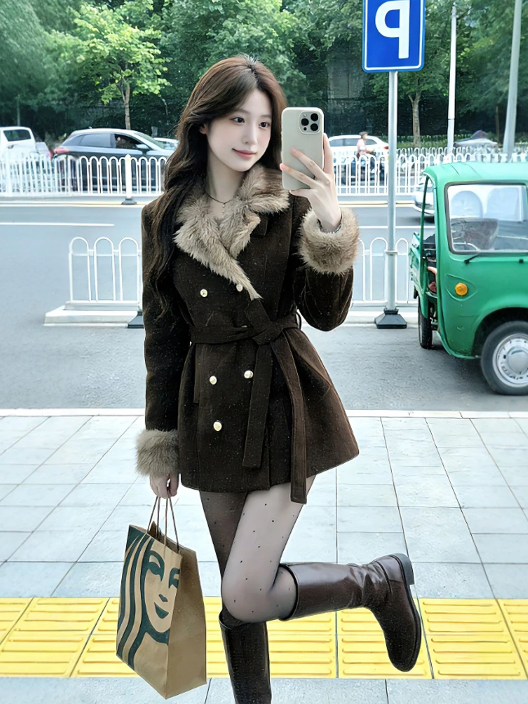 

American Sle Retro High Waist Belted Woolen Coat Ele Ladylike Spring 2026 Faion Outerwear for Young Women
