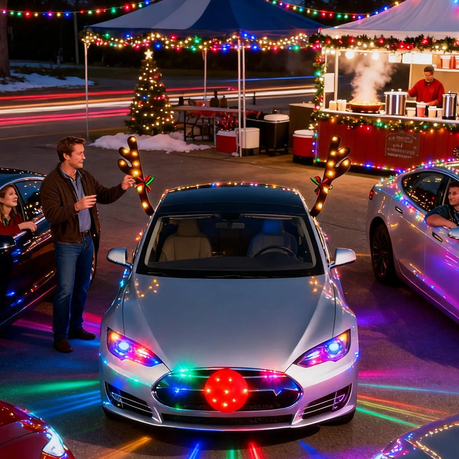 

Car Antlers LED Antler with Nose Car Decor with Tail for Automotive Truck Vehicle SUV Exterior Window Roof Top Holiday