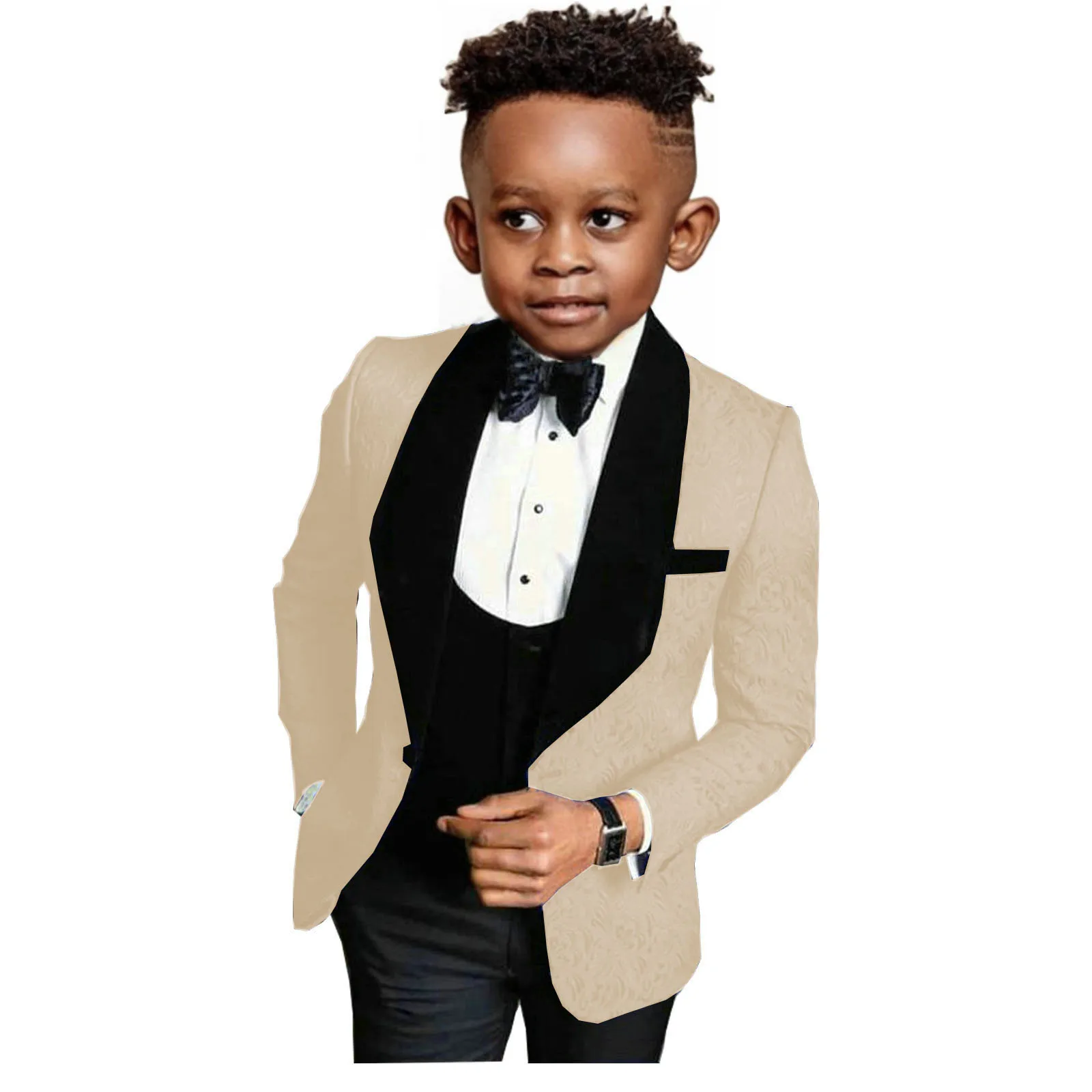 Boy Suit Three Piece Set Blazer Vest And Pants Shawl Lapel  Tuxedo  Jacquard Banquet Wedding Costumes  Handsome Boy Suits