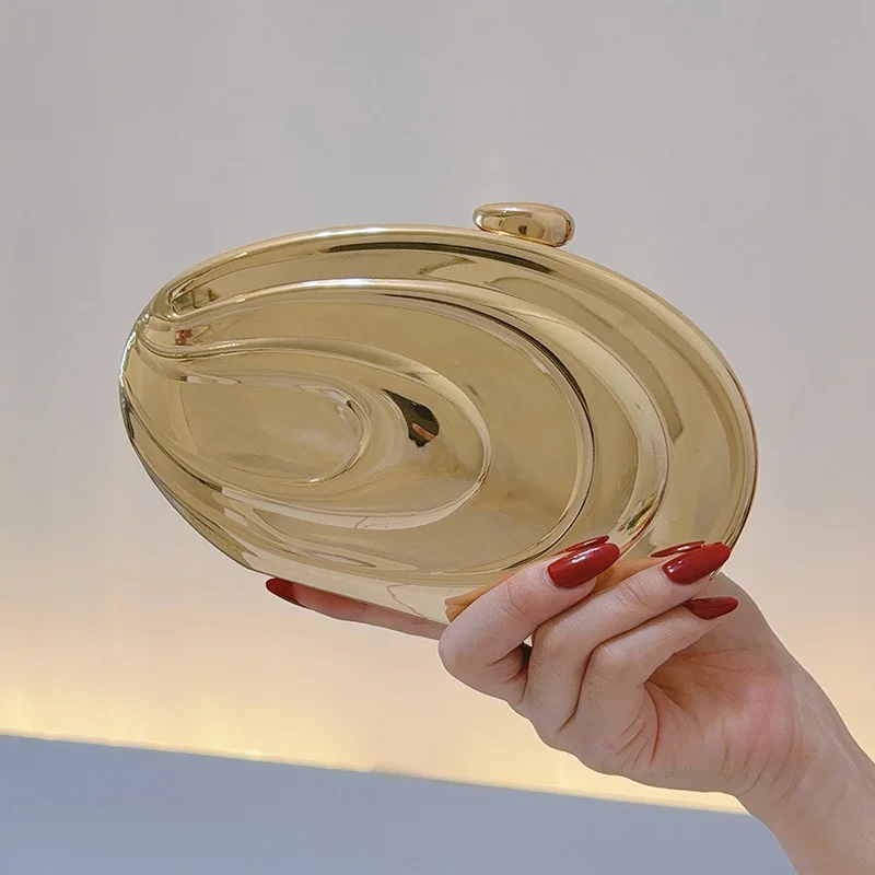 Transparent acrylic diamond-encrusted hand chain Small round Shell Oblique span dinner bag Temperament hand bag