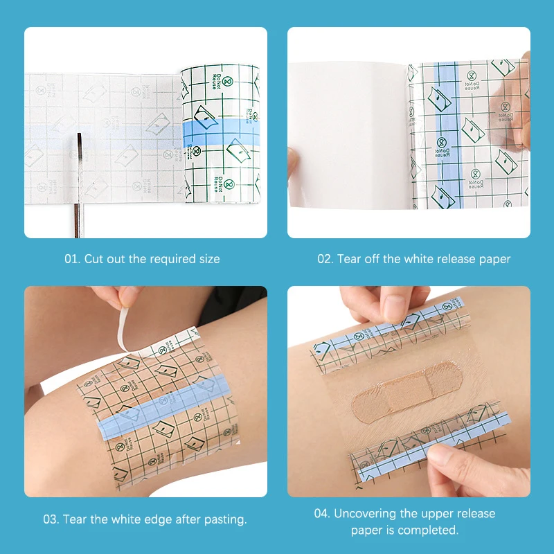 Cinta transparente impermeable para vendaje de heridas, película adhesiva médica de PU, antialérgico, Kit de primeros auxilios, 10 piezas