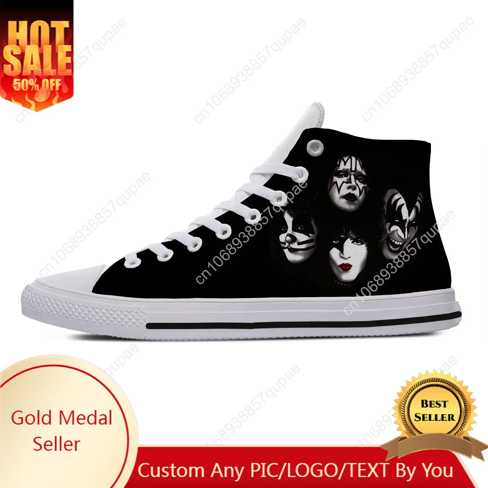 

Hot Cool Summer Band KISS Rock Roll Shoes New Arrival Men Woman Lightweight Fashion Canvas Shoes High Help Classic Board Shoes