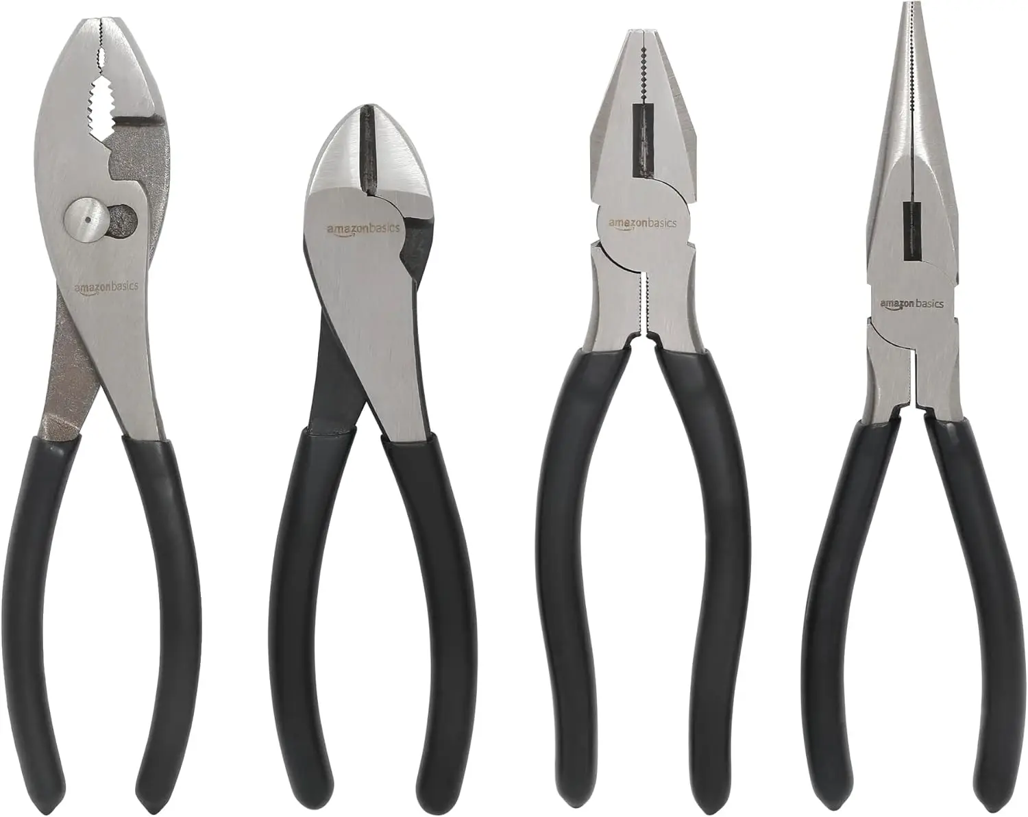 

4-Piece Precision Pliers Set with Wire Cutter, Needle Nose & Diagonal Tools for Home Maintenance in Black and Silver