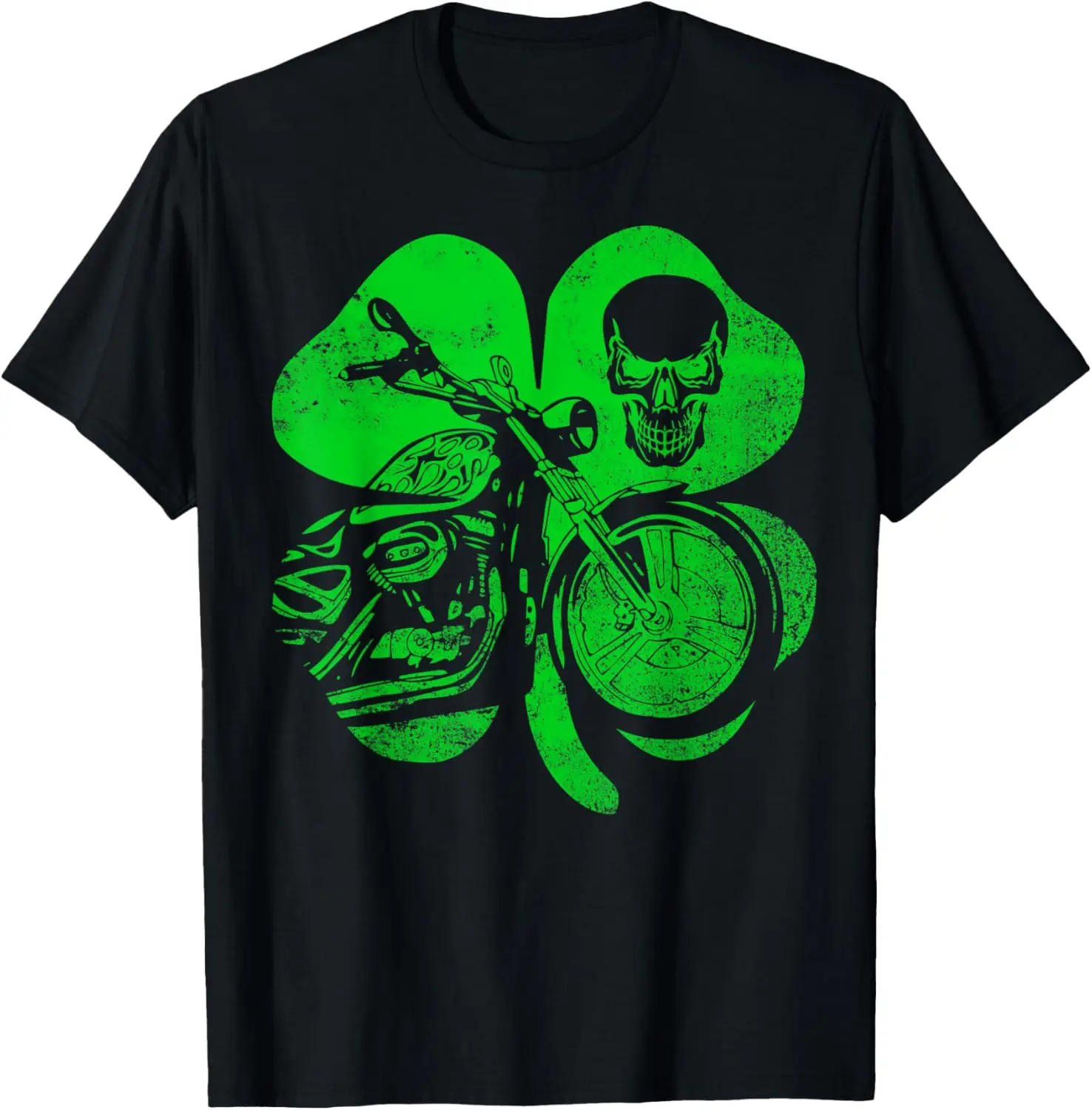 

Motorcycle St Patricks Day Green Lucky Biker Skull T-Shirt Motorcycle