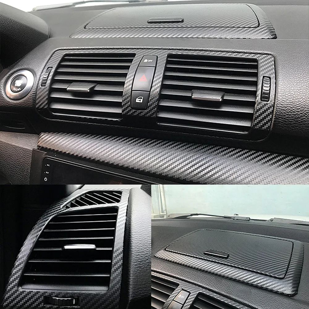 For BMW 1 Series E81 E87 Interior Central Control instrument Panel Handle Carbon Fiber Sticker Decals Car styling Accessorie