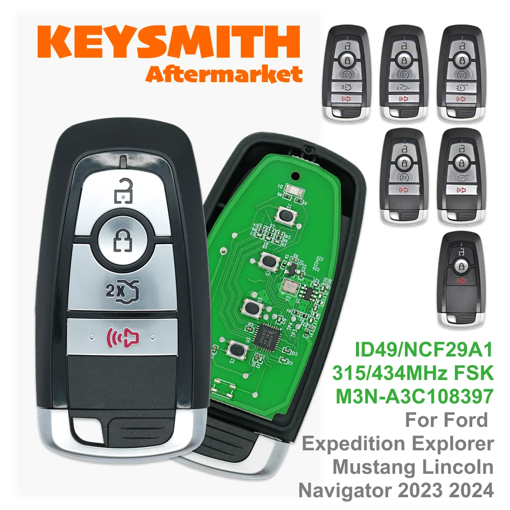

KEYSMITH Remote Key ID49/NCF29A1 315/434MHz FSK M3N-A3C108397 For Ford Expedition Explorer Mustang Lincoln Navigator 2023 2024