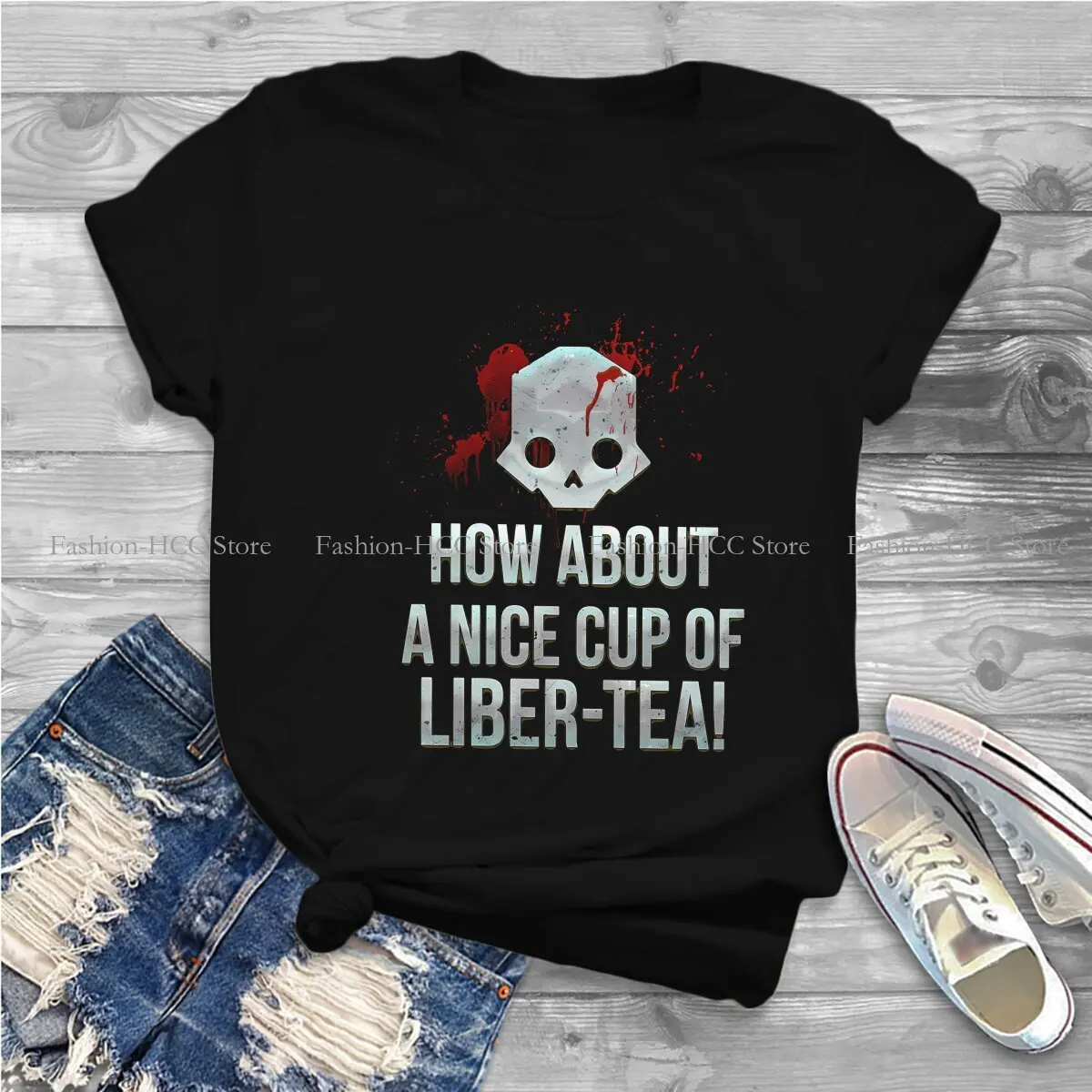 Liber-Tea Hip Hop Polyester TShirt HELLDIVERS Printing Streetwear Leisure T Shirt Women