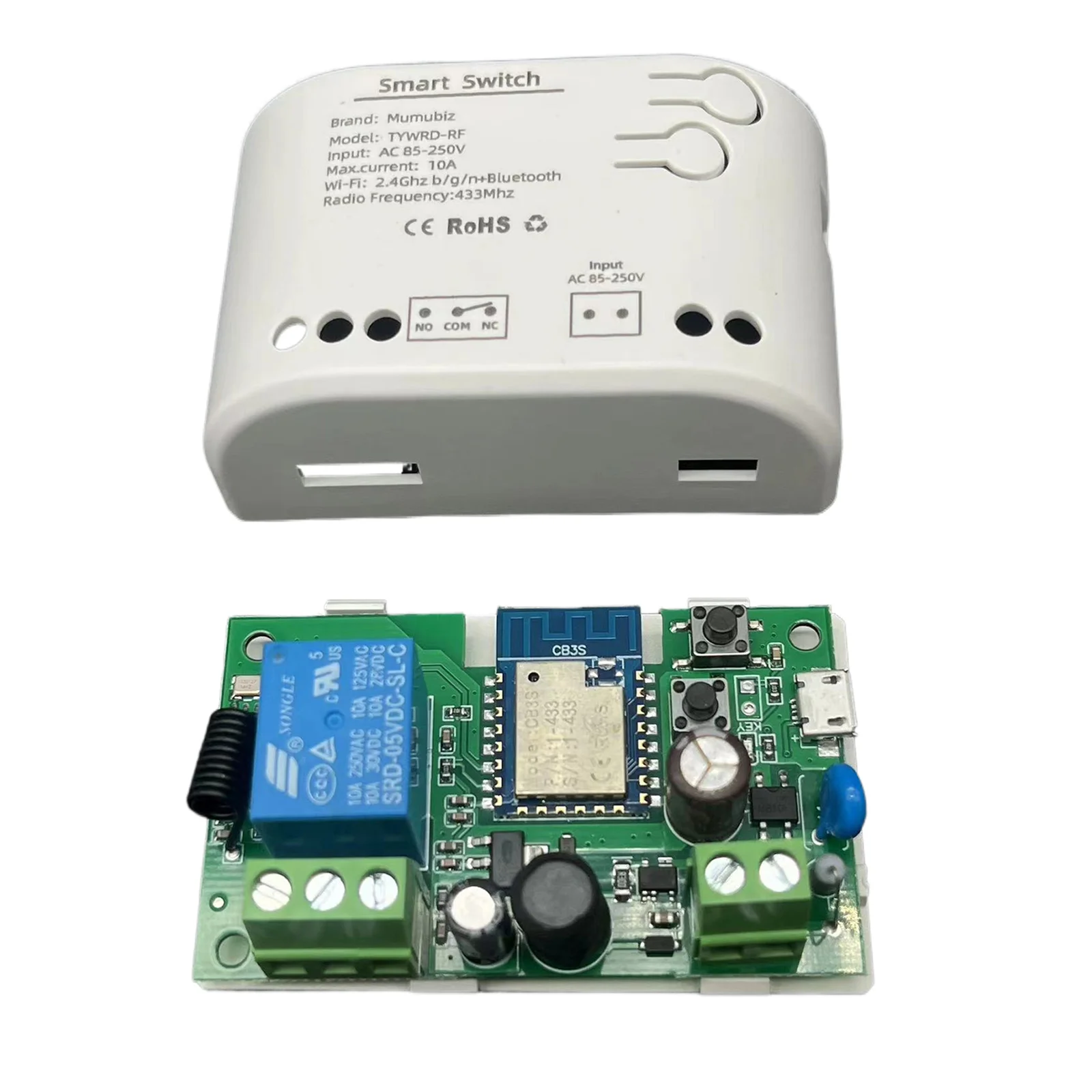 Tuya Smart WiFi RF Inchihg Switch 90-250V Dry Contact Relay Adjustable Selflock/ Momentary Mode,Works with Alexa Google Home