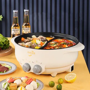 Yuanyang-olla eléctrica multifunción todo en uno para el hogar, olla de Cocina eléctrica, sartén antiadherente para parrilla, 6L, 2000W