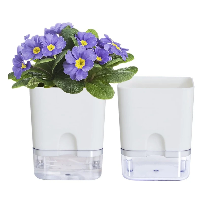 

Plant Pots Indoor 4.25 Inch Self Watering Plant Pot Kit For Indoor, Violet Pots Planter Set Kit With Visible Reservoir Self 2Pcs