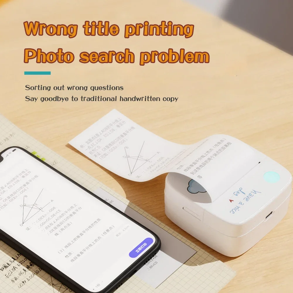 Portable Cute Bear Mini Label Printer Inkless Bluetooth Wireless Thermal Printer Sticker Note Photo Printing Portable Printer