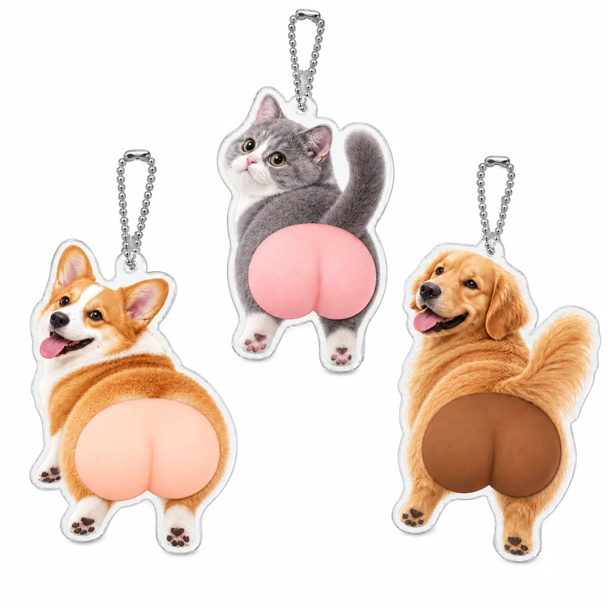 Custom Photo Squishy Butt Acrylic Keychain Funny Gift Personalized Pendant Backpack Charm Car Keychain Birthday Party Decor