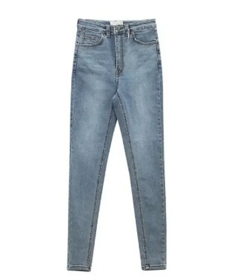 Pantalones vaqueros de mezclilla para mujer, pantalones pitillo con vaina, bolsillos básicos Vintage, Vaqueros ajustados lisos lavados, corte ajustado, cintura alta, longitud hasta el tobillo