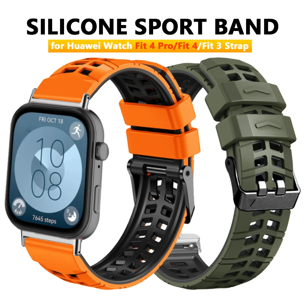 Двухцветный силиконовый ремешок для Huawei Watch Fit4 Pro, спортивный браслет-петля Correa для Huawei Fit 3 Fit 4, замененный дышащий браслет